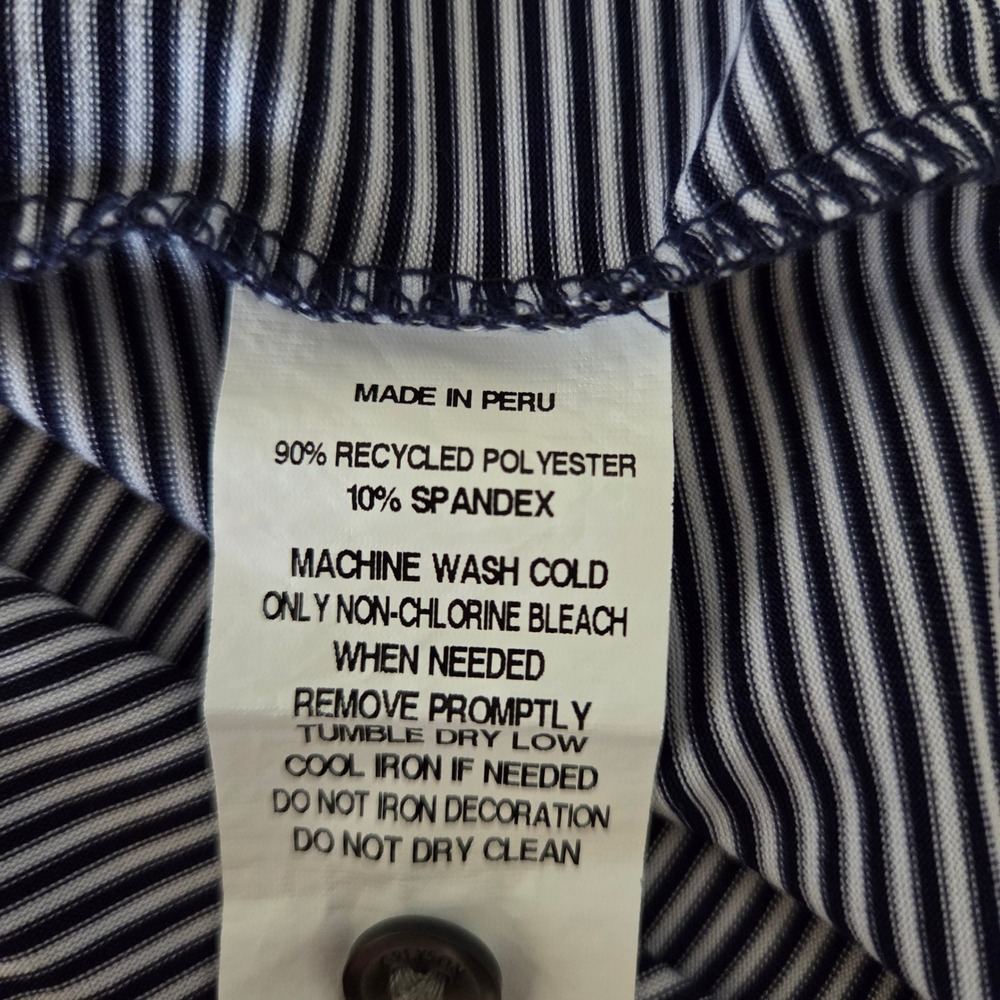 Greyson Mens XL Striped Performance Golf Polo Shirt Navy White Short Sleeve - Picture 7 of 7